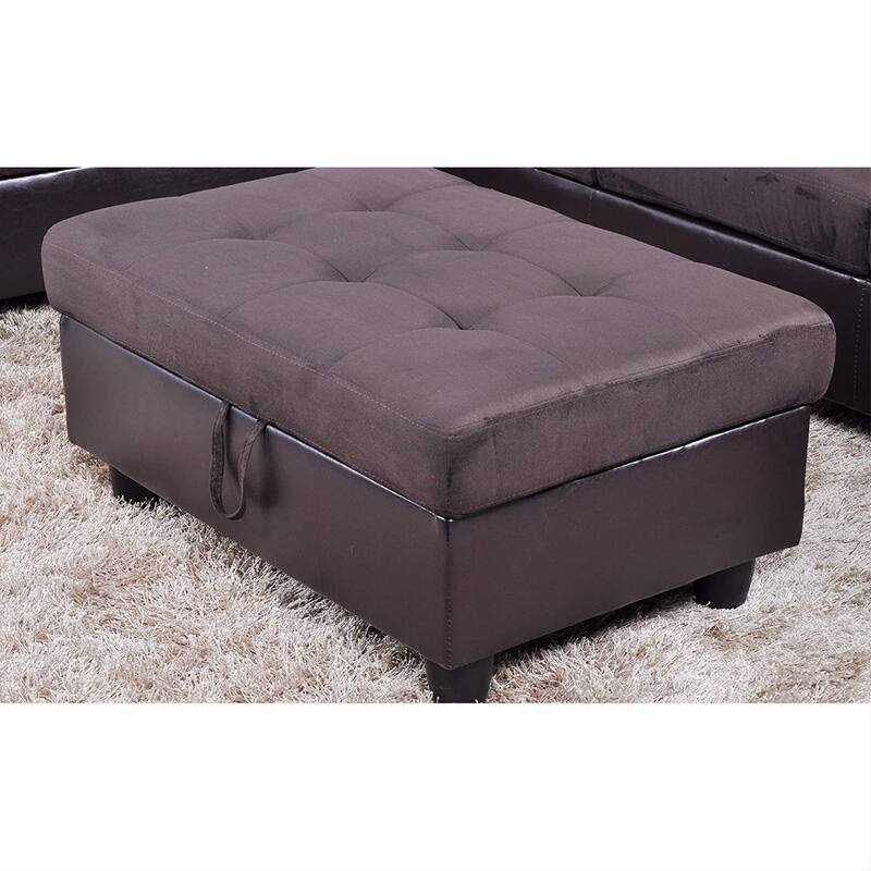 3-Pieces Sectional Sofa Set,Right Facing,Espresso Microfiber(105B)
