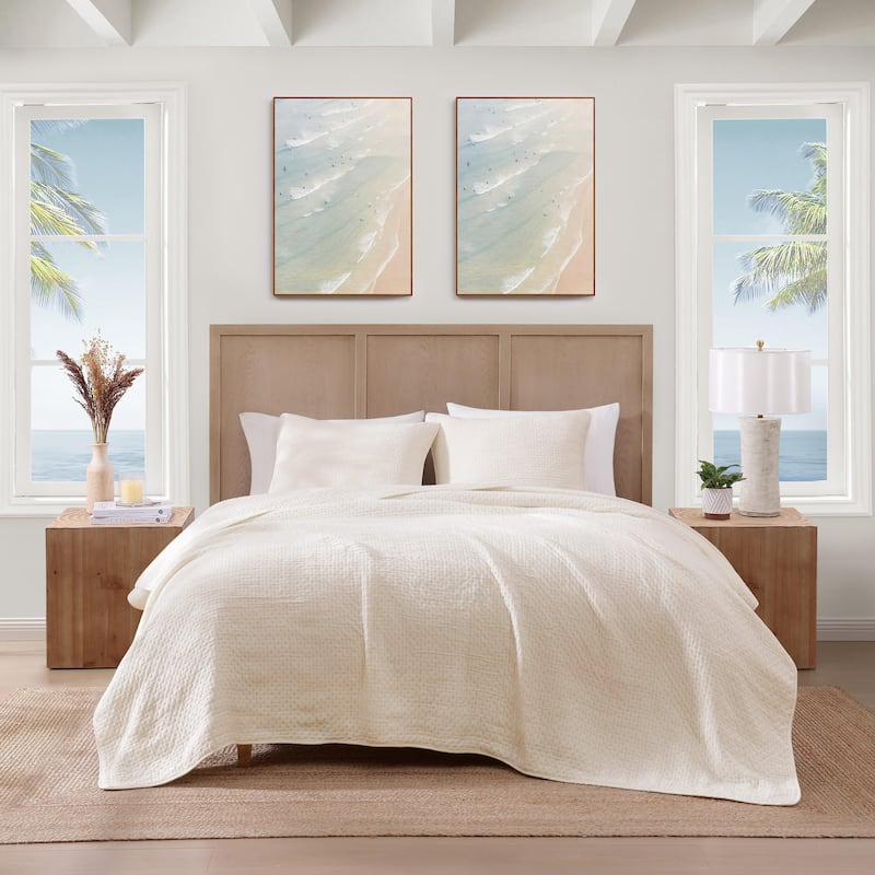 Tommy Bahama Ventura Cotton Beige Reversible Quilt