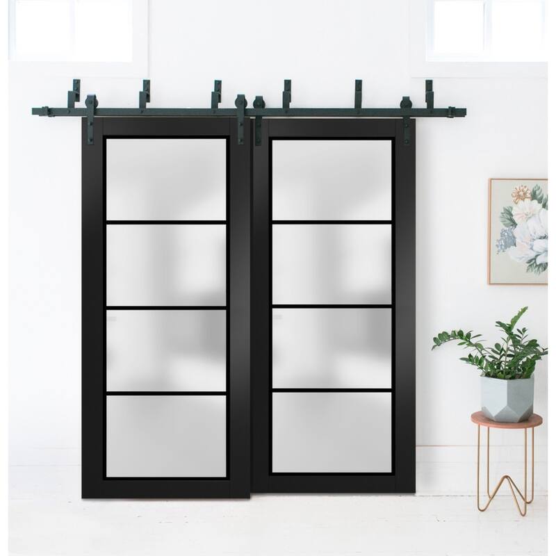 Slab Barn Door Panel 18 x 80 Planum 2132 Matte Black Sturdy Finished