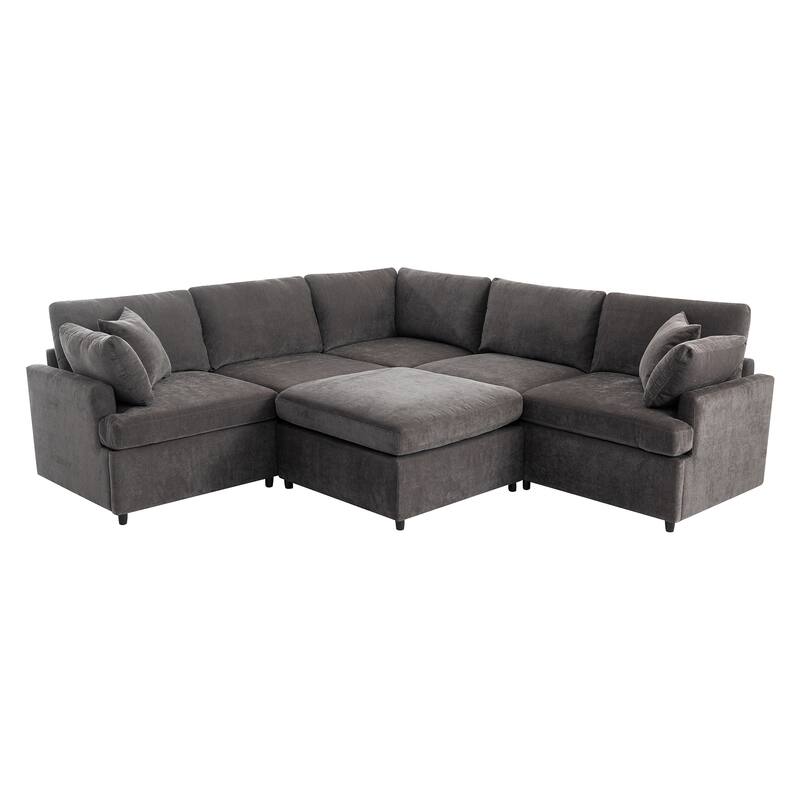 Flexible U-Shape Sectional Sofa Set with Ottoman