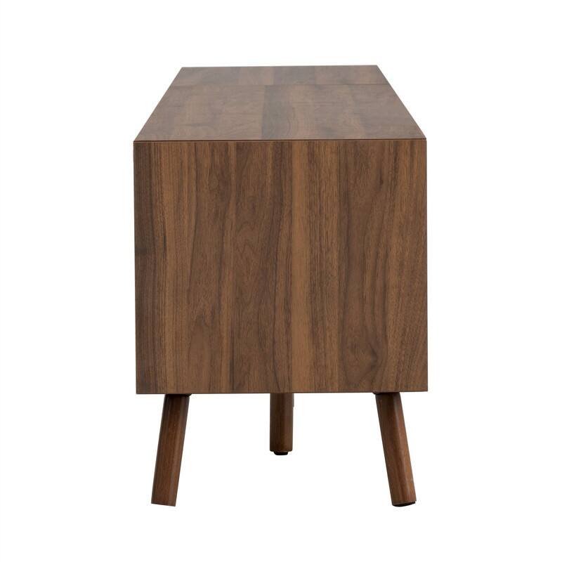 Modern 70" TV Stand for TVs up to 80", Entertainment Center Media Console Table with Solid Wood Legs and Open Storage