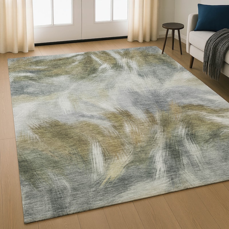Premium Washable Super Soft Contemporary Blur Mayfield Rug - Pewter - 3' x 5'