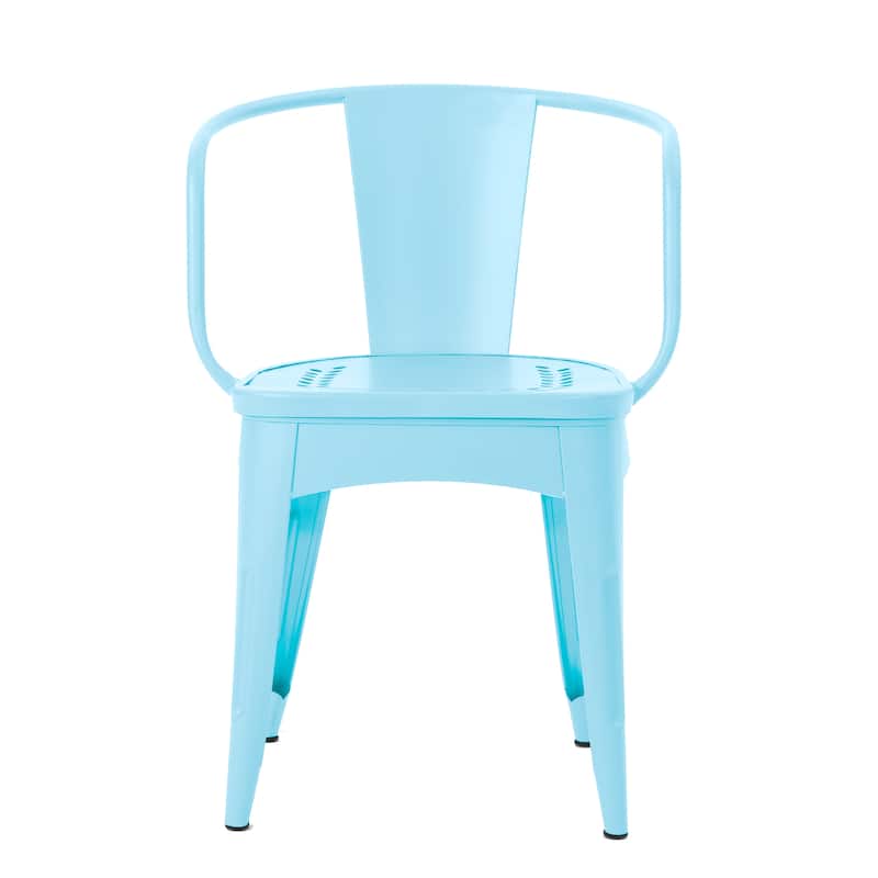 Roomfitters 3-Piece Outdoor Bistro Set Metal Patio Dining Furniture with Round Table and 2 Chairs, Light Blue