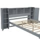 preview thumbnail 9 of 28, Full Size Platform Bed with Storage Headboard, 3 Shelves, 2 Side Lockers, Solid Pine Wood Frame, No Box Spring Required, Grey