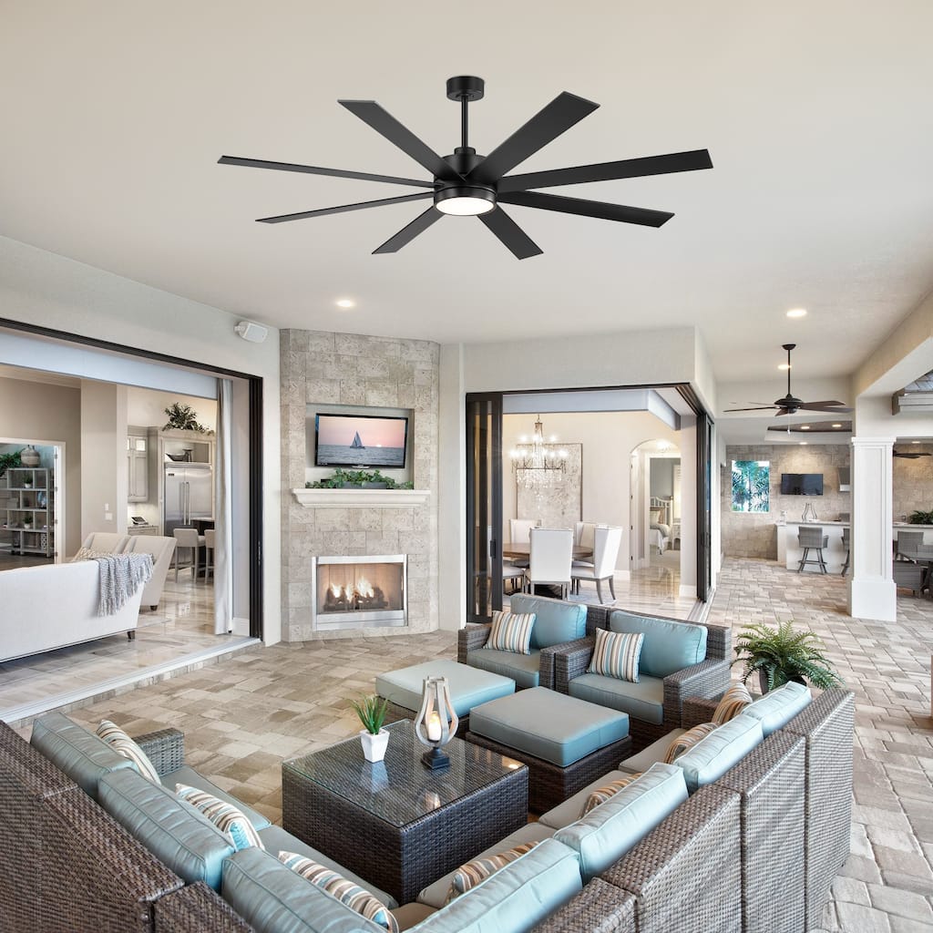 72 in LED Ceiling Fan with Light and Remote, 8 Blade Fan, Reversible Quiet Fan with Timer