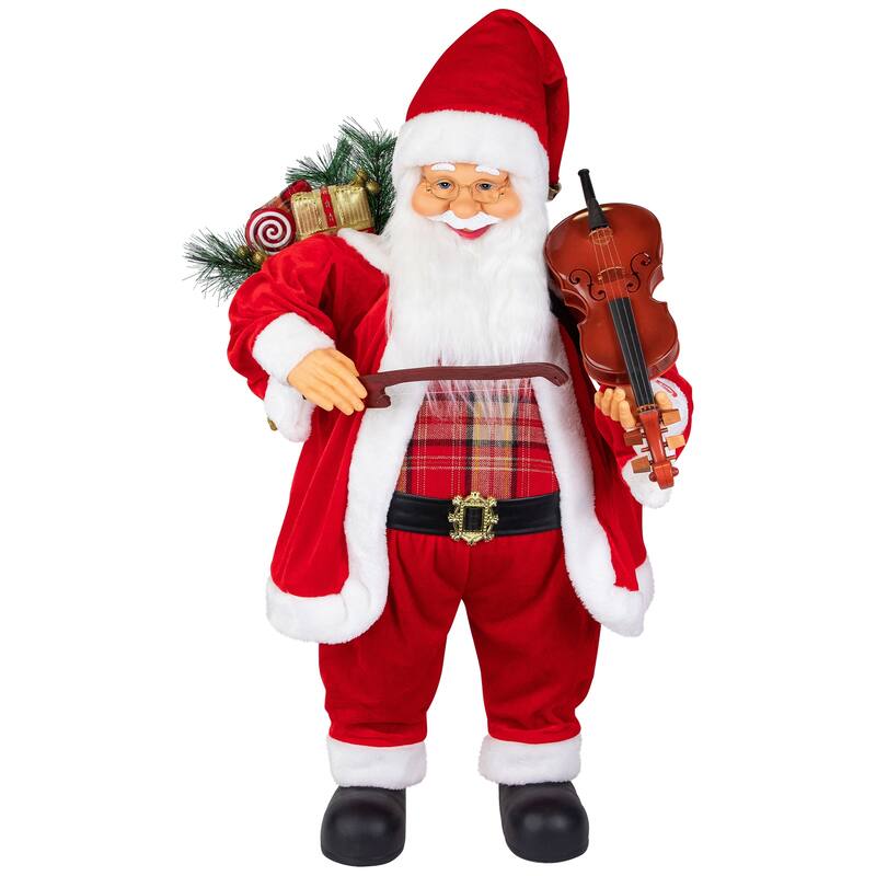 Animated and Musical Santa with Violin Christmas Figurine - 32"