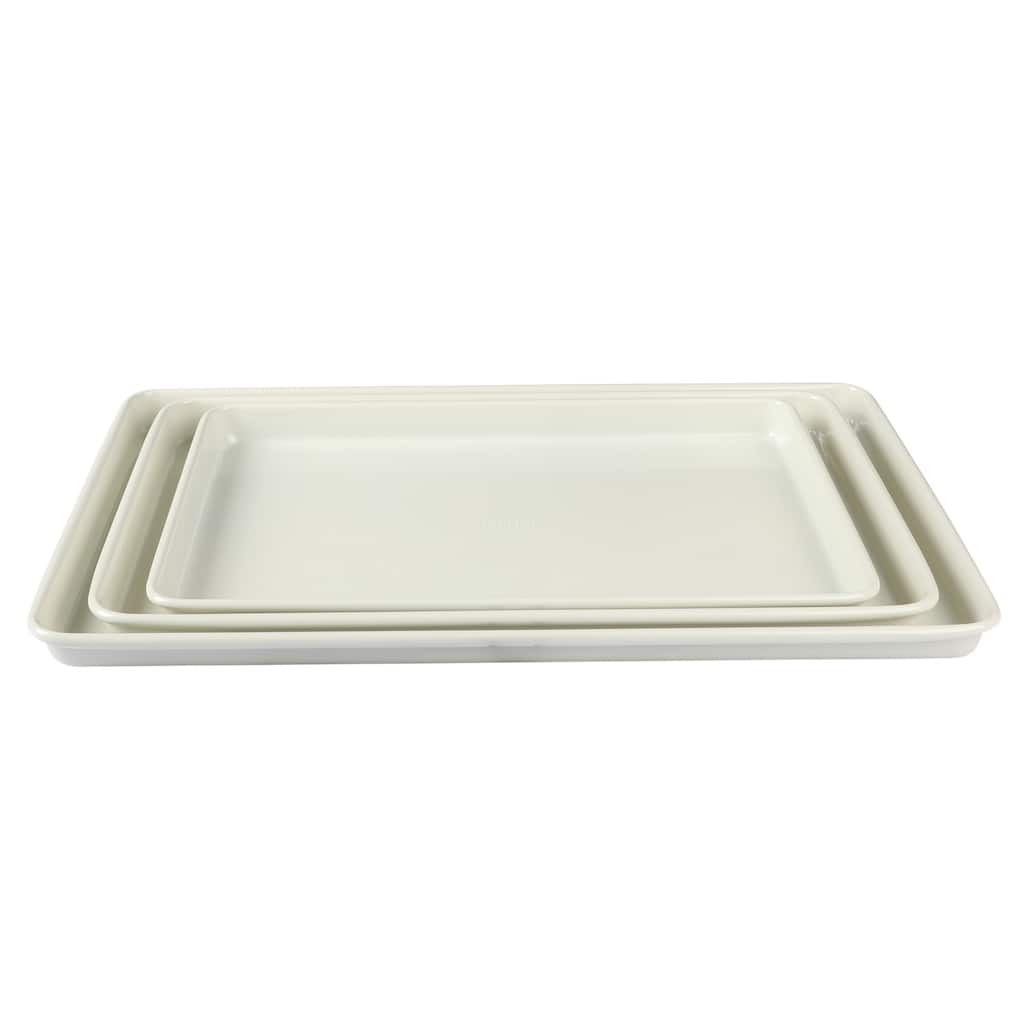 Martha Stewart 3-Piece Cookie Sheet Set - 13", 15", 17" Baking Pans, Ceramic Nonstick, PFA-Free, Carbon Steel