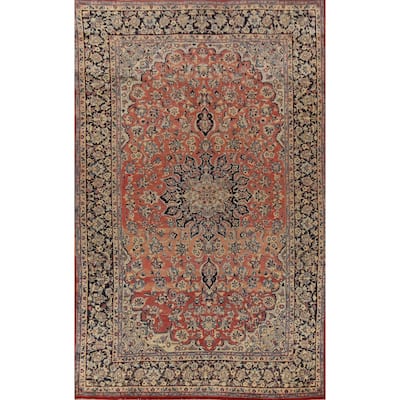 Hand Knotted Oriental 100% Wool Carpet Traditional Floral Oranges & Rust Najafabad Area Rug - 13' 4'' X 8' 1''