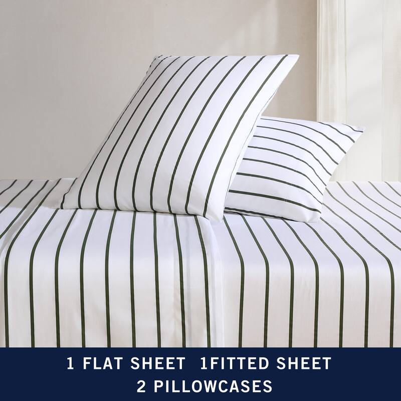 Nautica Cotton Percale Deep Pocket Bed Sheet Sets