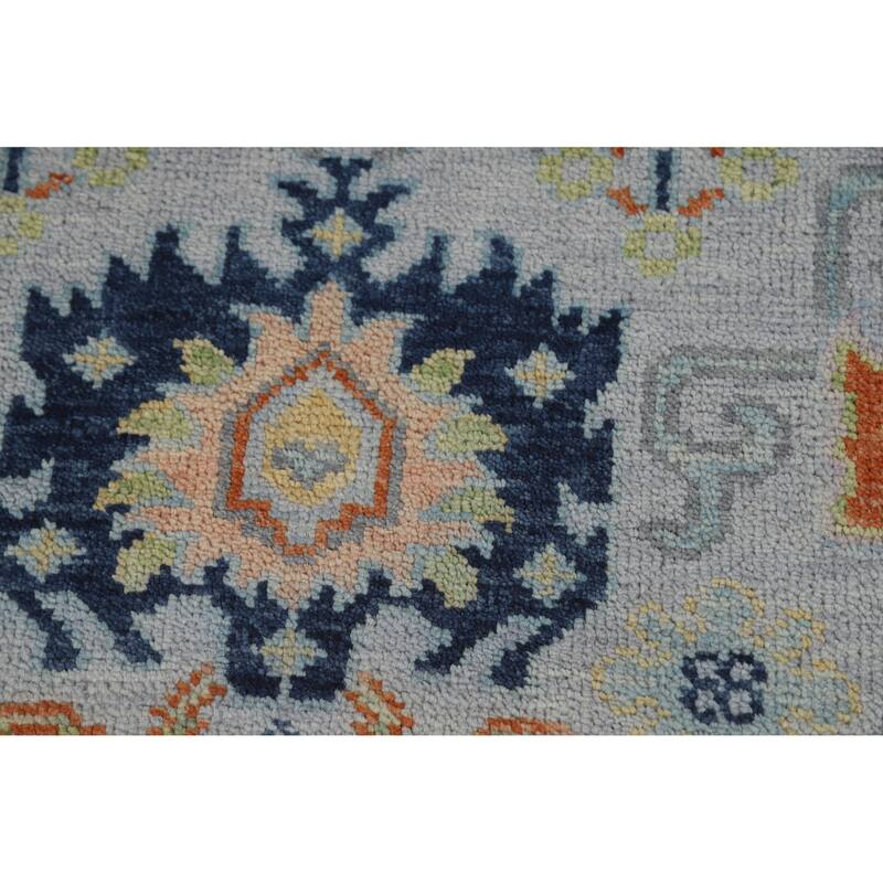 All-Over Gray Oushak Indian Area Rug Handmade Wool Carpet - 8'0" x 9'9"
