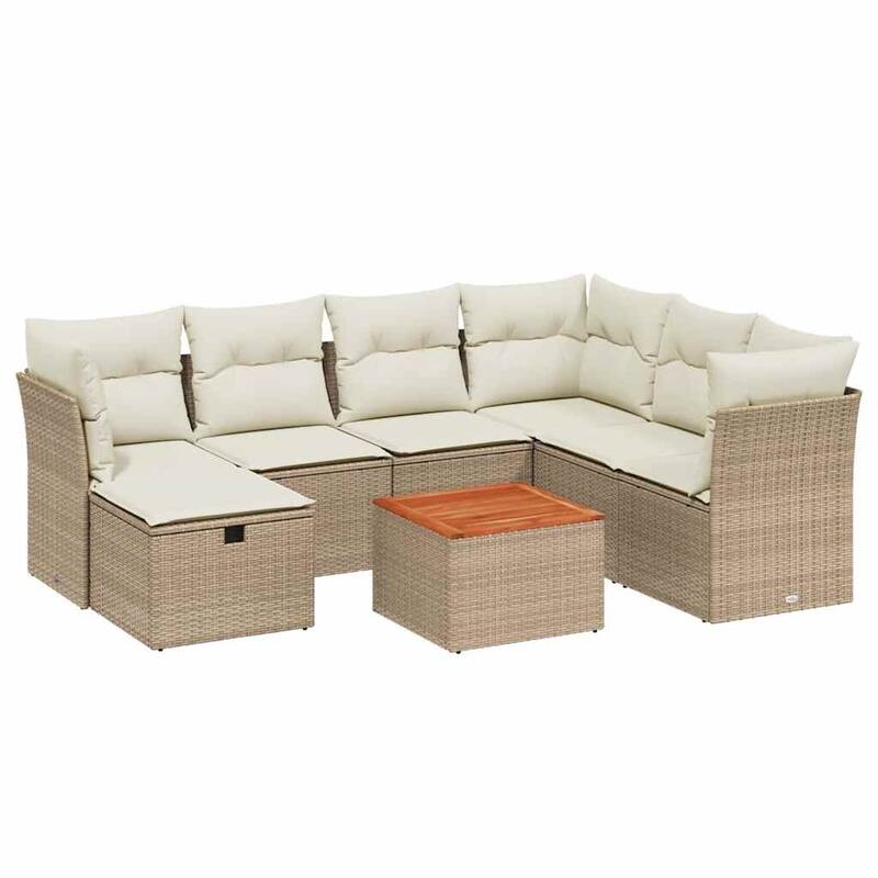 vidaXL Garden Sofa Set Beige/Black/Grey