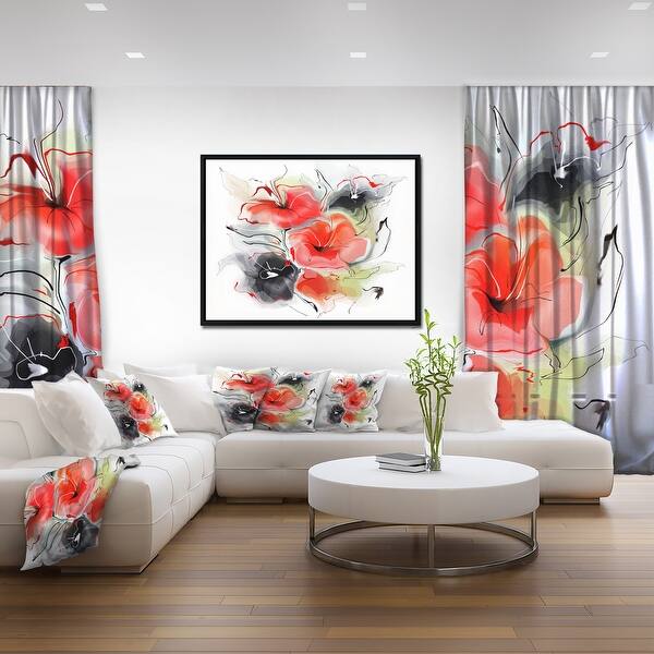 Shop Designart Red Black Abstract Floral Design Extra Large