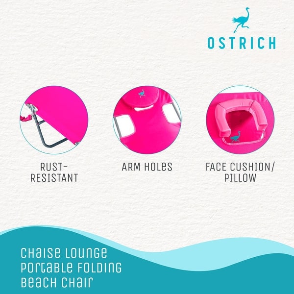 Ostrich Chaise Lounge, Portable Facedown Beach Camping Pool Tanning