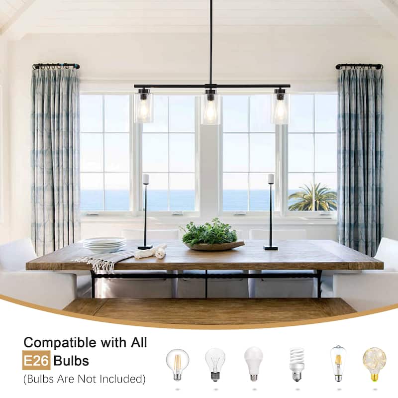 Modern Linear Ceiling Hanging Pendant Light With Adjustable Height for Living Room, Foyer