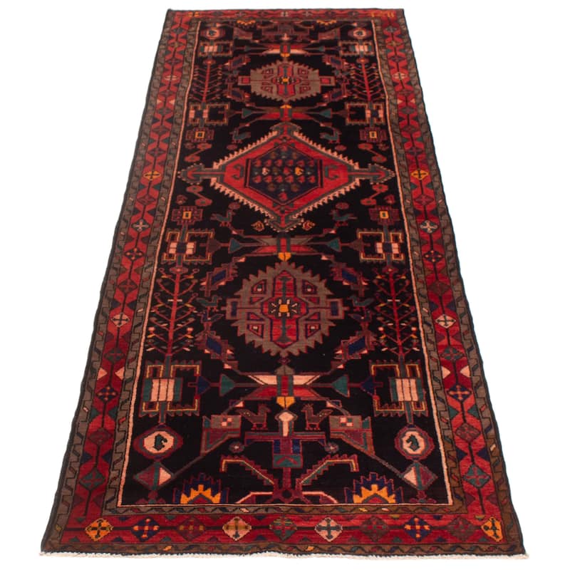 ECARPETGALLERY Hand-knotted Konya Anatolian Black Wool Rug - 3'11 x 11'1