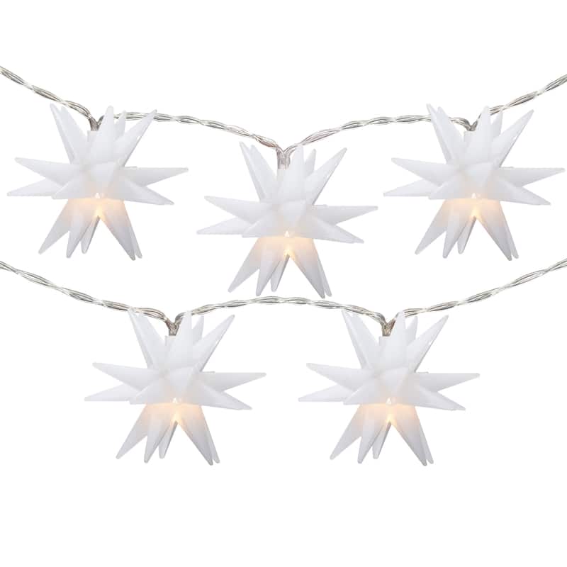 10-Count LED White Star Christmas Fairy Lights 5.25ft Copper Wire - 5.25'