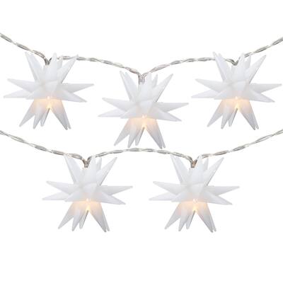10-Count LED White Star Christmas Fairy Lights 5.25ft Copper Wire - 5.25'