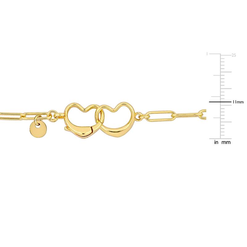 Miadora Paper Clip Link Bracelet with double heart clasp in Yellow Sterling Silver