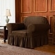 preview thumbnail 10 of 52, Subrtex 1 Piece Armchair Slipcover Seersucker Skirt Stretch Spandex Furniture Protector Chocolate
