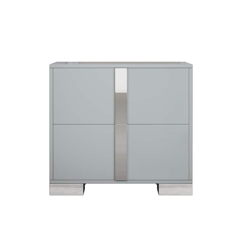 23.3" Elegant Nightstand Classic Bedside Storage with Metal Foot and 2 Drawers