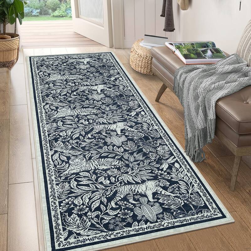 Forest Tiger Rugs Living Room Rug, Soft Washable Bedroom Rug, Low Pile Non-Slip Dining Room Home Office Carpet