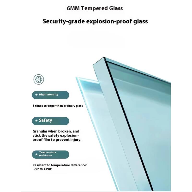 Single Sliding Shower Door Semi-Frameless Shower Glass Panel, 1/4" Clear Tempered Glass