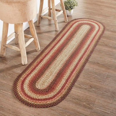 Ginger Spice Jute Rug/Runner Oval w/ Pad 22x72 - 2' x 6' Runner