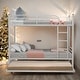 preview thumbnail 1 of 7, 2 In 1 Multifunction Twin Over Twin Metal Bunk Bed With Trundle White