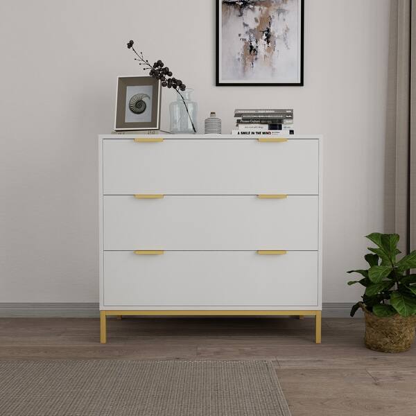 Anmytek Mid-Century Modern 3-Drawer White Dresser for Bedroom Wood Chest of  Drawers - On Sale - Bed Bath & Beyond - 37083470
