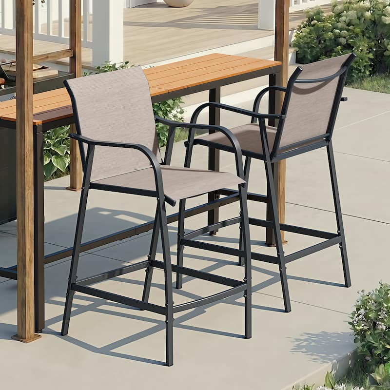 Lightweight Bar Height Barstools Outdoor Bar Stools Patio Bar Chairs - 21.3" W x 22.5" D x 44" H - Espresso - 2PC