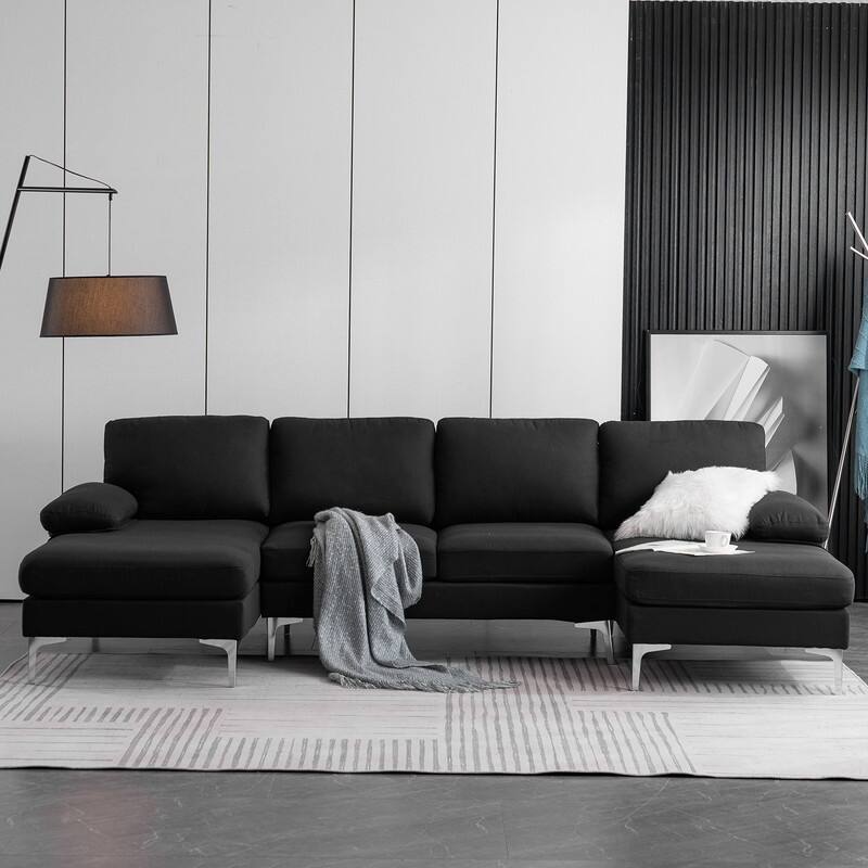 U-Shaped Fabric With Two Imperial Concubine Iron Feet 4 Sectional Sofas