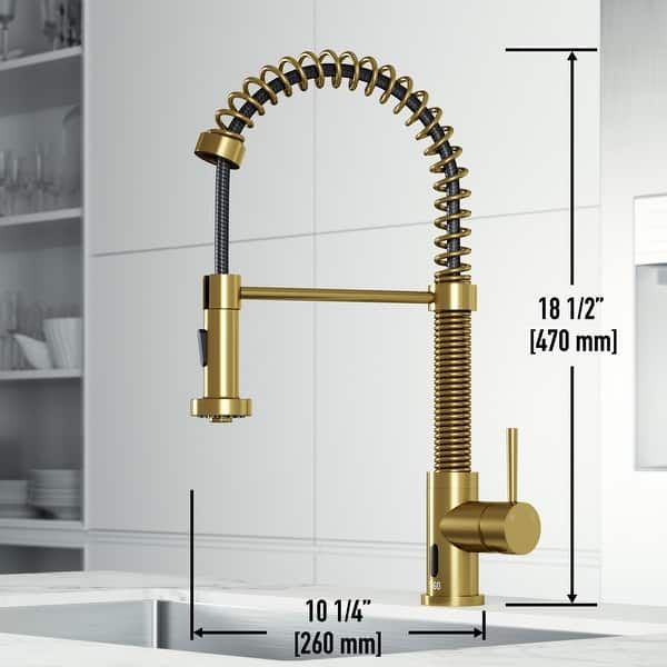 dimension image slide 10 of 16, VIGO Edison 19" H Single Handle Pull-Down Sprayer Kitchen Faucet Set with Touchless Sensor