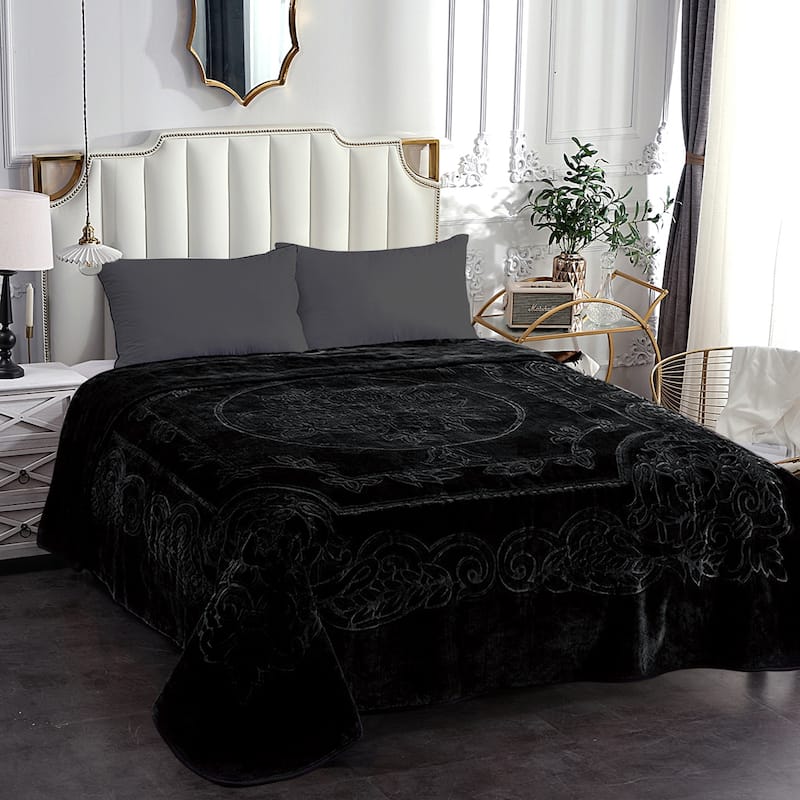 Embossed Floral Bed Blanket 85"x95" - 9lbs