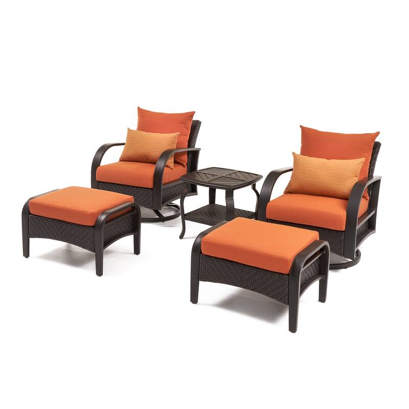 Barcelo 5 Piece Sunbrella Outdoor Patio Motion Club Chair & Ottoman Set