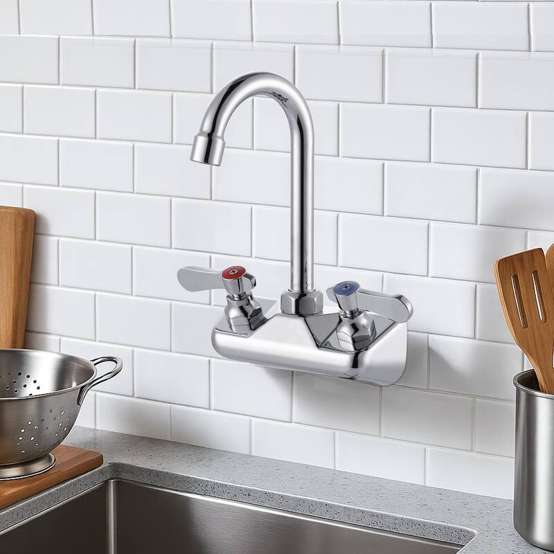 WOWOW Double-Handle Wall Mount Standard Kitchen Bar Faucet