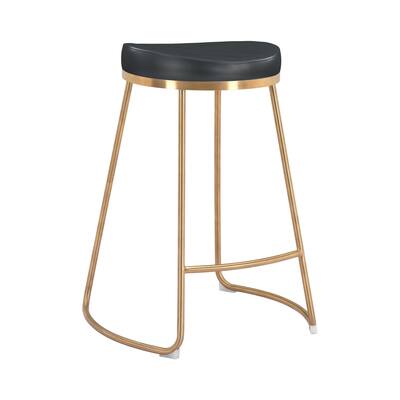 Bison Counter Stool (Set of 2) Black & Gold - N/A