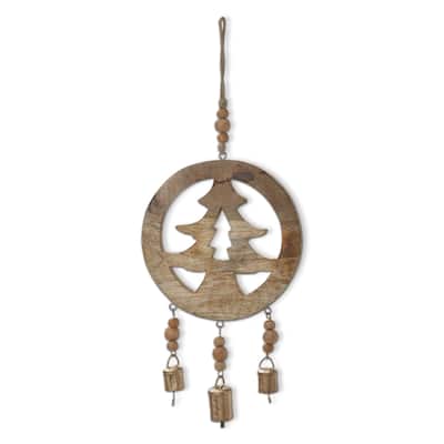 Woodland Tree Hanging Decor - Natural Wood Ornaments for Holiday Trees - 20" H x 7.5" L x 1" W - Dust Clean