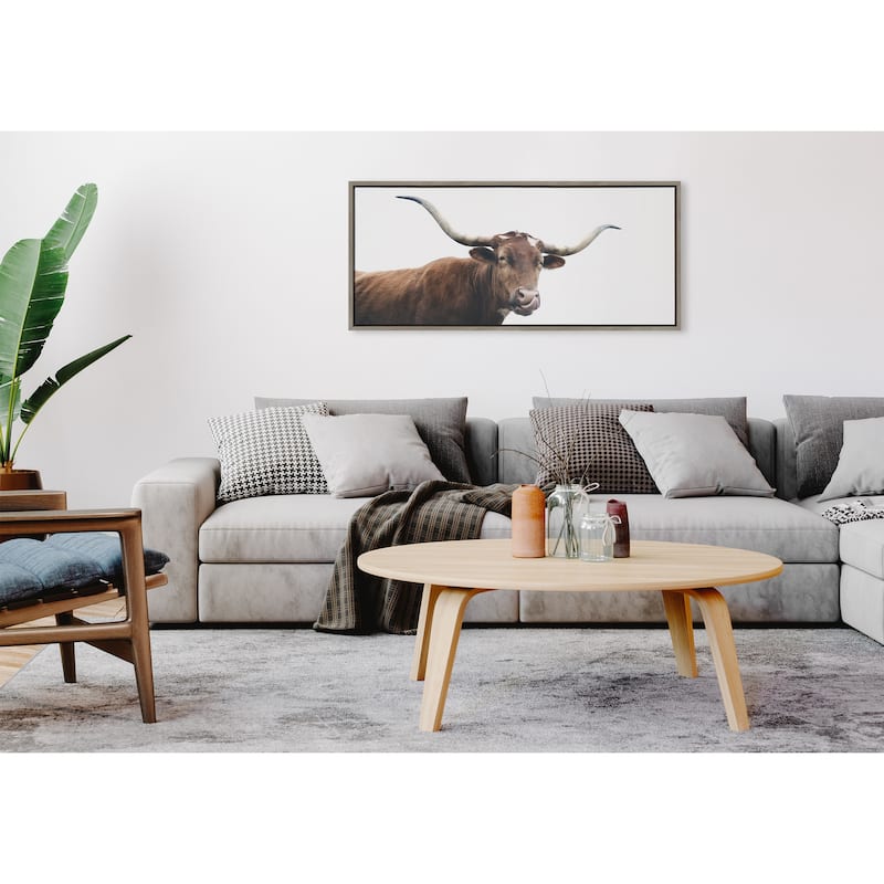 Kate and Laurel Sylvie Texas Cow Frame Canvas by Creative Bunch Studio