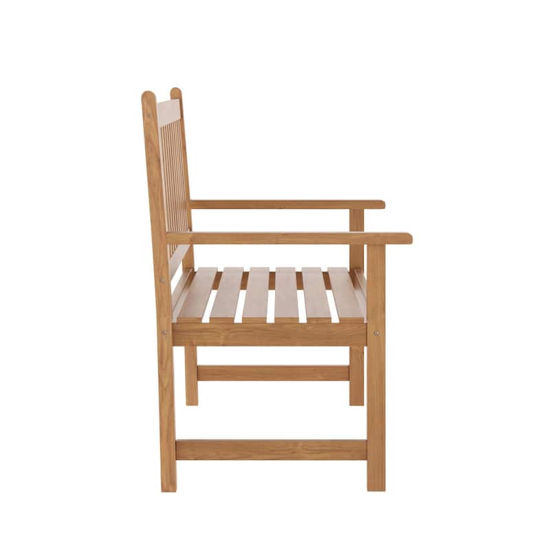 Commercial Indoor/Outdoor 2-Person Patio Acacia Wood Bench Loveseat