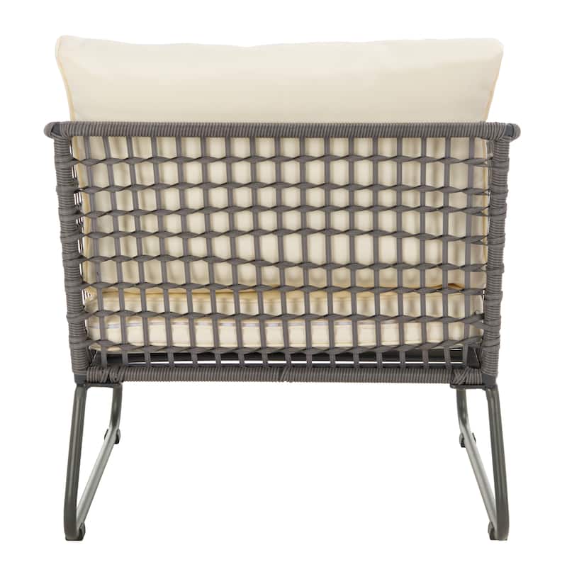 SAFAVIEH Outdoor Yuridia 4 Piece Living Set - Brown / White - 50W x 27D x 28H