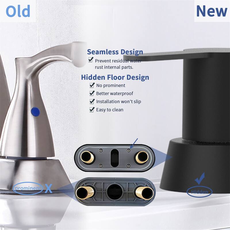 4 Inch Centerset Bathroom Faucet with Drain Matte Black 2-Handle Basin Vanity Sink RV Faucet with Swivel Spout