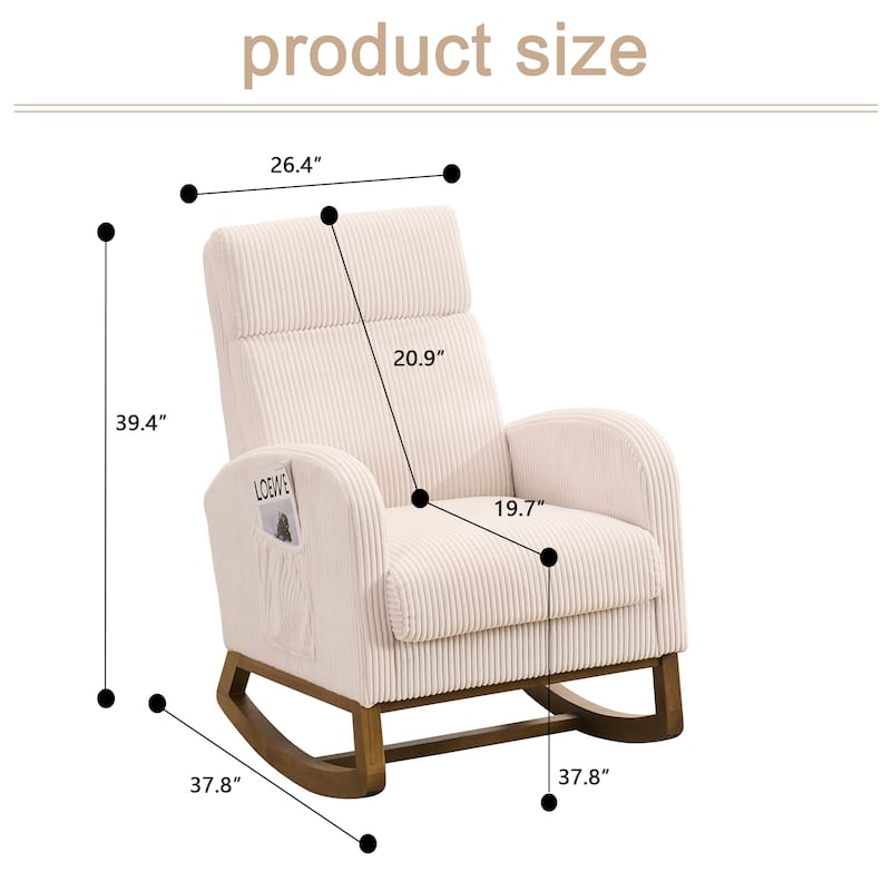 Comfortable fabric lounge rocker, corner reading rocker for living room