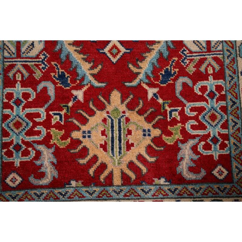 Red Floral Kazak Foyer Rug Handmade Wool Carpet - 2'9" x 4'2"