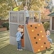 preview thumbnail 2 of 6, Outdoor Wooden Play House Play Set for Kids with Lookout Post,Telescope and Climb Ramp