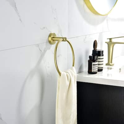 6 Piece Brushed Gold Stainless Steel Wall Mount Bathroom Hardware Set