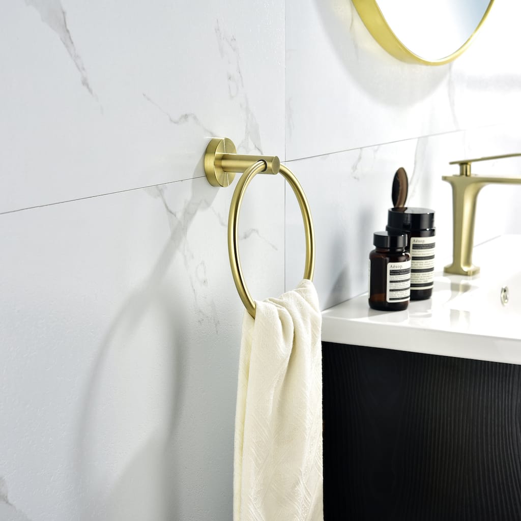 6 Piece Brushed Gold Stainless Steel Wall Mount Bathroom Hardware Set