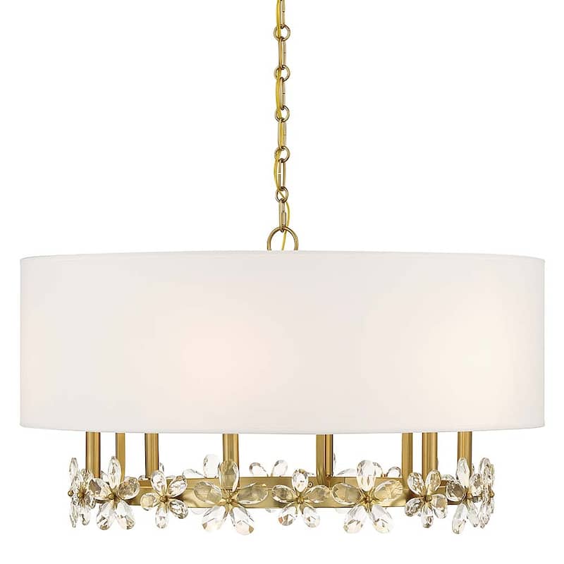 Savoy House 7-4368-6 Dahlia 6 Light 30" Wide Crystal Drum Chandelier - Warm Brass