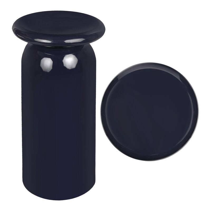 JONATHAN Y Oliver 22.75" Metal Sleek Cylinder Drink Table - Navy
