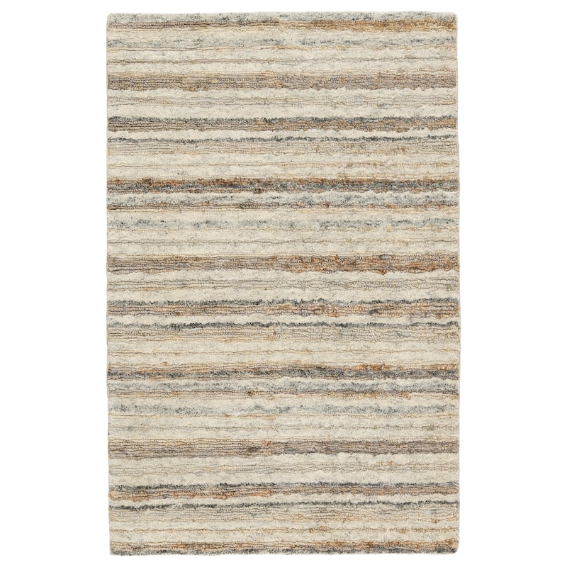Alvaro Handmade Striped Cream/ Gray Area Rug - 8' x 10' - Rectangle