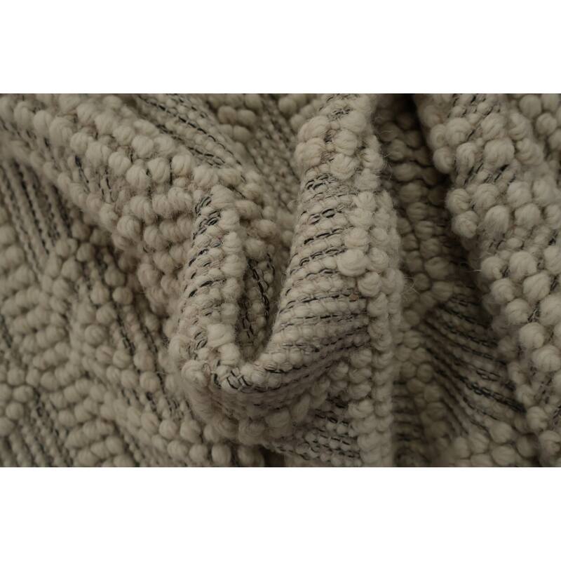 Hand Knotted Oriental 100% Wool Carpet Modern Geometric Beige & Ivories Moroccan Area Rug - 4' 7'' X 2' 11''